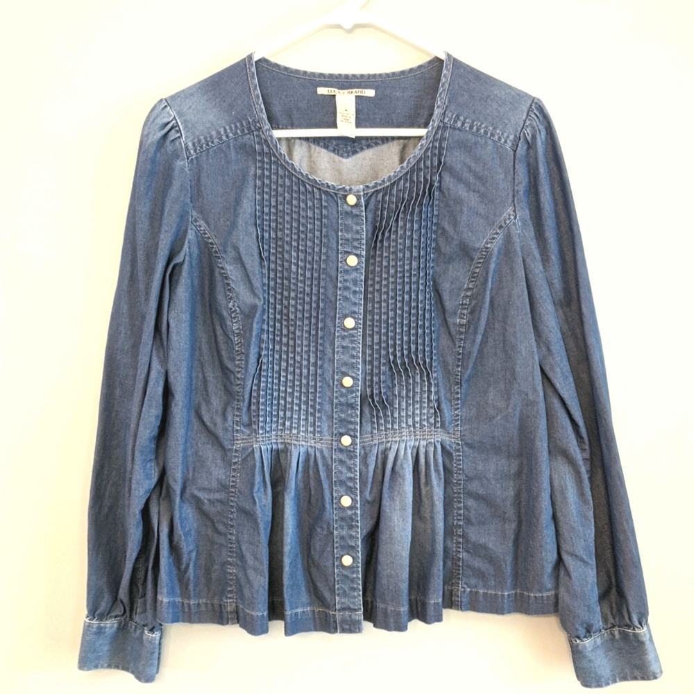 Lucky Brand Chambray Denim Blue Shirt size Medium